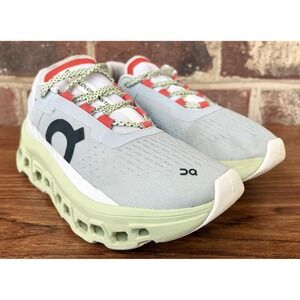 On Cloudmonster Running Shoes Womens Size 7 Gray Green CloudTec Max Cushion